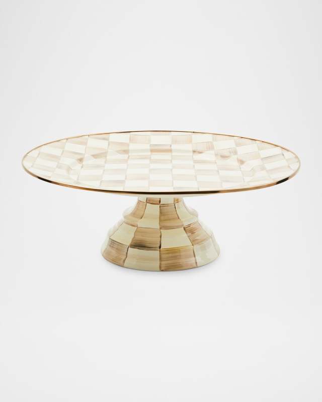 Mocha Check Large Pedestal Platter